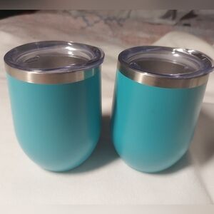 Stainless Wine Insulated Tumbler Coffee with Sip Top Lid Set of 2 Blue